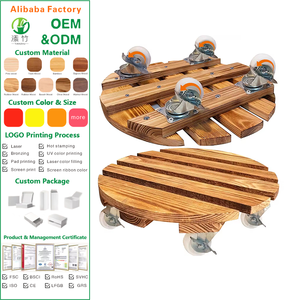 Support à plantes en bois personnalisé, lot de <span class=keywords><strong>2</strong></span>, avec rotation à 360° °   Chariot à roulettes pivotantes robustes pour plantes, support roulant pour grands pots - Product Image 1