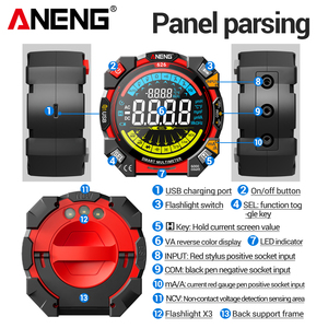 Cho aneng 626 độ chính xác cao kỹ thuật số vạn năng với 6000 đếm va điện áp màu hiện tại Detector <span class=keywords><strong>LCD</strong></span> hiển thị Tester - Product Image 6