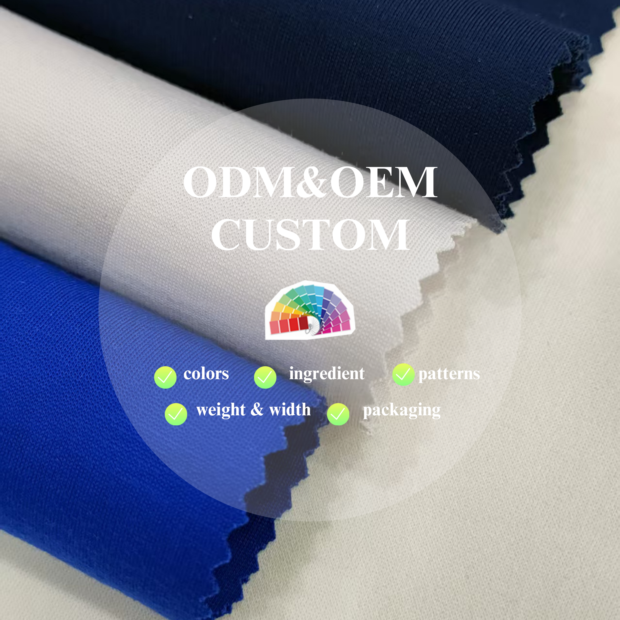 Factory Sale High Quality 40S Siro NR Rayon65% Nylon25% Spandex10% Interlock Roma Fabric 320/340gsm Stretch for Fashion 7034