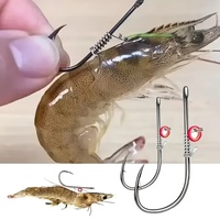 10 pièces hameçons de pêche crevettes vivantes crochet fixe en acier au carbone barbelé avec trous 2/3/4 poisson-chat basse pêche matériel de pêche leurre