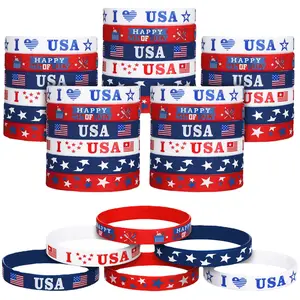 Wholesale 6 Love Usa Stars And Stripes Rubber Wrist Bands To Celebrate Independence Da