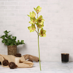 Stelo di Orchidea Cymbidium Artificiale all'Ingrosso, Orchidea Simulata, Bianco <span class=keywords><strong>Rosa</strong></span> Arancione Verde, Fiore Decorativo per Interni e Hotel - Product Image 6