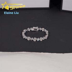 สร้อยข้อมือฮิปฮอปแบบกำหนดเอง ประดับเพชรโมอิสซาไนต์คุณภาพสูง VVS เงินแท้ 925 ผ่านการทดสอบเพชร สร้อยข้อมือแบบเทนนิส - Product Image 1