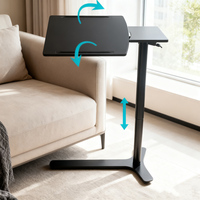 Table d'appoint pliable en Y pour ordinateur portable, design moderne, base en fer, roulettes cachées, hauteur réglable, écologique, pour bureau