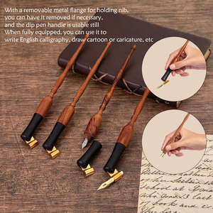 Ensemble de stylos à tremper en bois dessiner <span class=keywords><strong>dessin</strong></span> animé caricature calligraphie stylo à encre avec <span class=keywords><strong>une</strong></span> bride en métal amovible - Product Image 5