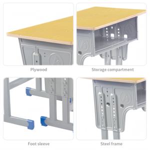 Offres spéciales Table sans dossier pour 2 personnes Fournitures scolaires Bureau et chaise d'école à hauteur réglable en Chine - Product Image 2