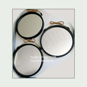Set di 3 Specchi Rotondi in Vetro <span class=keywords><strong>con</strong></span> Cornice in Metallo Nero e <span class=keywords><strong>Corda</strong></span>, Stile Moderno - Product Image 2