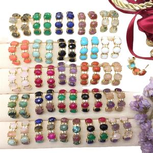 Offre Spéciale pierres précieuses goujons personnalisé quatre pierres plaqué or boucle d'oreille pavée cz noir rutile boucle d'oreille pour les femmes bijoux en gros - Product Image 1