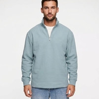 Nouveau Pull Décontracté Sportif Homme Automne Col Montant Zippé en Coton Éponge Brodé 100% Coton Respirant Coupe Ample