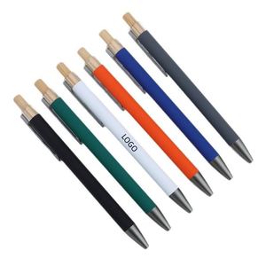 Stylo bille promotionnel en aluminium avec capuchon en bois de bambou, finition laquée, populaire, vente en gros, personnalisable avec logo, idéal comme cadeau publicitaire pour le bureau - Product Image 1