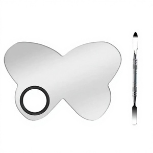 Palette de maquillage en acier inoxydable en forme de papillon avec anneau et spatule – Vente en gros - Product Image 1