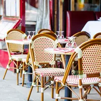 Bistro francés sillas de ratán comedor al aire libre de bambú mira venta al por mayor de café restaurante E3007
