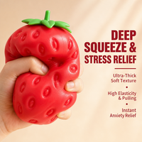 Jouet Squishy Fraise Personnalisé avec Logo, Vente en Gros, Cadeau Promotionnel, Jouet Anti-Stress, Fournisseur OEM de Jouets à Presser en Mousse PU Souple