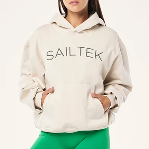 <span class=keywords><strong>Felpa</strong></span> con Cappuccio <span class=keywords><strong>Oversize</strong></span> da Donna <span class=keywords><strong>Beige</strong></span>, Pullover Personalizzato con Ricamo, Abbigliamento Casual Streetwear in Pile Pesante - Product Image 1