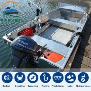 KinOcean-Barco de Pesca de Aluminio de 14 Pies con Motor, Juego Combinado de Barco de Lubina para Surf, Recreación al Aire Libre, Aguas Oceánicas - Product Image 2
