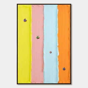 Peinture à l'huile texturée pastel minimaliste Candy Stripe Serenade, peinte à la main, art mural sur toile pour la décoration de la maison et du bureau - Product Image 6