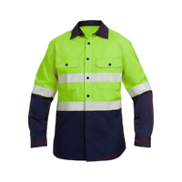 Chemise de travail de sécurité réfléchissante haute visibilité deux tons à manches longues Logo de l'équipe personnalisé