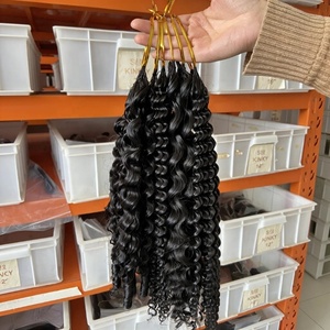 Extensiones de Cabello Humano Pre-separadas con Ondas Profundas, Tipo Pluma, <span class=keywords><strong>para</strong></span> Crochet, Sin Nudos, <span class=keywords><strong>Rizado</strong></span> Birmano, Cabello a Granel al por Mayor <span class=keywords><strong>para</strong></span> <span class=keywords><strong>Trenzas</strong></span> - Product Image 1