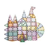 Juego de Construcción Magnético de Castillo en Colores Pastel Macaron con Base de Coche, Juguetes Educativos STEM para Niños de 3+ Años