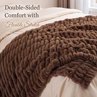 Plaid en fausse fourrure double face de luxe premium pour la décoration intérieure, certifié OEKO-Tex, effet fourrure de lapin plissée.
