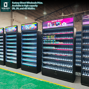 Exhibidor de Cigarrillos de Metal Grande con Base para Tienda de Tabaco o Gasolinera, con <span class=keywords><strong>Luz</strong></span> LED de Color y Puerta con Cerradura - Product Image 1