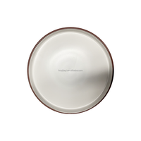 Vente de gros Vaisselle en céramique, ensemble de table en grès émaillé de couleur blanche unie, ensemble de table avec bord de couleur peint à la main