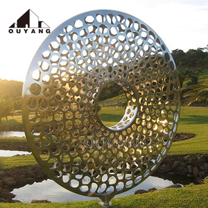 Sculpture de <span class=keywords><strong>lune</strong></span> en acier inoxydable poli miroir, grande statue de jardin en métal d'art abstrait moderne QUYANG - Product Image 6