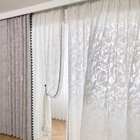 Cortinas Voile Blancas con Diseño Floral en Relieve 3D, Estilo Vintage, Directo de Fábrica, Jacquard Francés, Filtrado de Luz