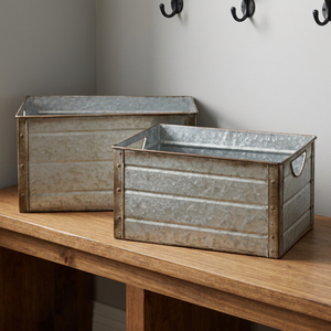 Cubo de Almacenamiento Rectangular de Hierro Galvanizado Envejecido, Estructura Vertical, Ecológico, para Uso en Exteriores en Restaurantes - Product Image 2