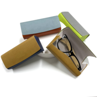 Étui à lunettes élégant et tendance de marque, rectangulaire, bicolore, en patchwork, en PU, rigide, fait main, 6 pouces+