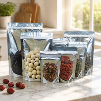 Sachet Doypack en aluminium avec fenêtre transparente et fermeture éclair pour l'emballage alimentaire (café, snacks)