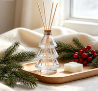 Bouteille diffuseur en verre en forme de sapin de Noël DY-C-127, vide, avec bouchon en liège, pour parfum d'ambiance et décoration intérieure