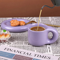 Mug de style nordique, tasse en céramique coréenne mignonne couleur macaron, motif éclaboussures de peinture, forme irrégulière