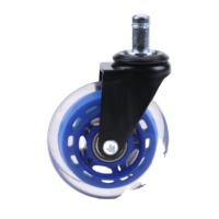 Roue pivotante de 3 pouces pour chaise de bureau, petite roue de style cuisine, roulettes robustes, roulement à billes en polyuréthane transparent, capacité de charge de 50 kg