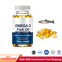 Capsules molles d'huile de poisson végétalienne EPA DHA Oméga-3 à marque privée, 60 unités, complément alimentaire
