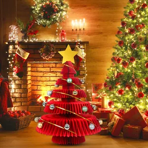 Arbre de Noël en papier carton personnalisé écologique pour la décoration de fenêtre de maison de vacances et de magasin Design multicolore réutilisable et peu encombrant