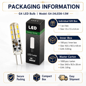 Ampoule LED G4 1,5W 24 LED 80lm/W 100-120LM SMD 2835 Silicone AC DC 12V Dimmable CRI80 15000H 2 ans CE RoHS ETL Intérieur - Product Image 6