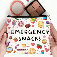 Tas Kosmetik Kanvas Cetak Ginzeal Emergency Snacks Motif Kartun, Portable, Resleting, untuk Perjalanan