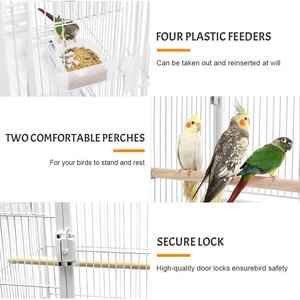 Cage d'élevage d'oiseaux en fil de fer blanc avec plateau et roues - Product Image 5