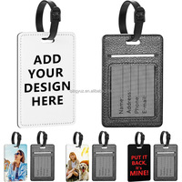 Étiquette de bagage personnalisée en cuir PU noir, logo imprimé sur mesure, étiquette rectangulaire par sublimation, alphabet tendance