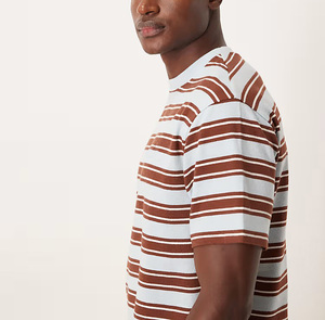 T-shirt rayé pour homme de haute qualité avec logo personnalisé, col rond décontracté, manches courtes, t-shirts d'été légers en coton, vente en gros - Product Image 3