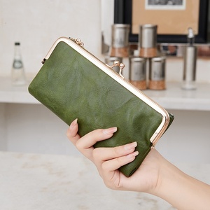 <span class=keywords><strong>Portafoglio</strong></span> Lungo Multifunzionale Tinta Unita, Pochette Portamonete Vintage, Portatessere da <span class=keywords><strong>Donna</strong></span> con Cerniera - Product Image 1