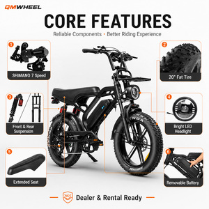 Bicicleta eléctrica urbana QMHEEL V20 Limited 48V con batería de litio, bicicleta de montaña eléctrica, suministro de distribuidores italianos B2B - Product Image 3