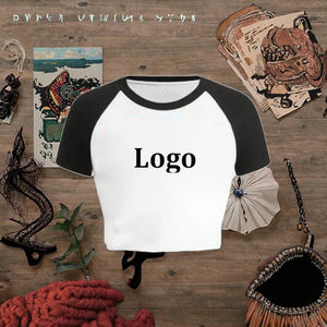 T-shirt court décontracté pour femme avec logo personnalisé, coupe ajustée, pour l'été 2025, en élasthanne/coton imprimé écologique, respirant et à séchage rapide - Product Image 2