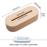 Base ovale lumineuse LED USB en bois, 3 couleurs, veilleuse CCT, support de piédestal pour album photo, plaque en acrylique, cristal, résine, verre
