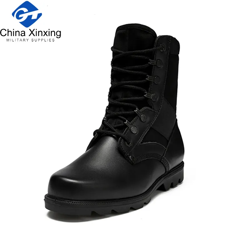 High Quality Black Combat Tactical Shoes Long Boots Genuine leather