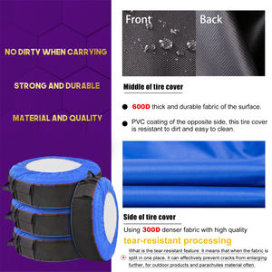 Beeland 4 סט כחול חזרונית נייד עונתי חילוף לרכב מכסה תיק צמיג אוטומטי עם ידית - Product Image 2