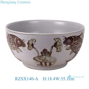 RZSX140-A Antique Red Under Glazed Fish Algae Pattern Ceramic Planter <strong>Fishbowl</strong> Hand Painted <strong>Porcelain</strong> Fish Bowl - Product Image 5
