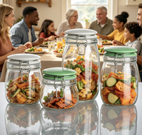 Bocaux de conservation en verre avec couvercle, pour conserver la nourriture, transparents, pots à bonbons, avec couvercle en bois, ustensiles de cuisine, meilleure vente