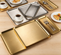 Plateaux en acier inoxydable 304 pour desserts, collations, hot pot simple, barbecue coréen, assiettes peu profondes
